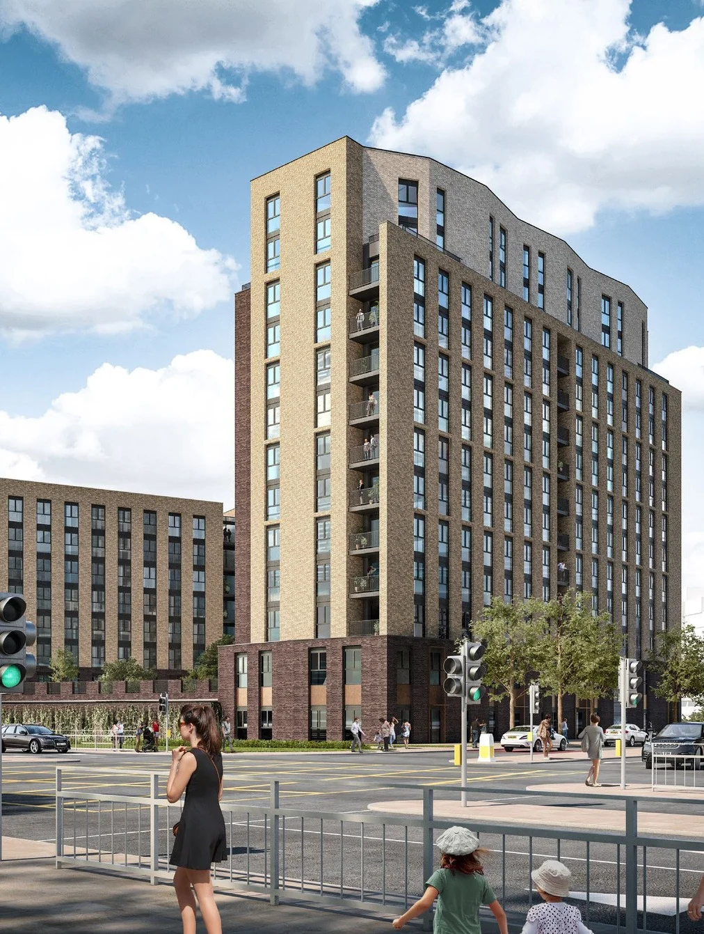 Rendered Trafford Waters apartment building