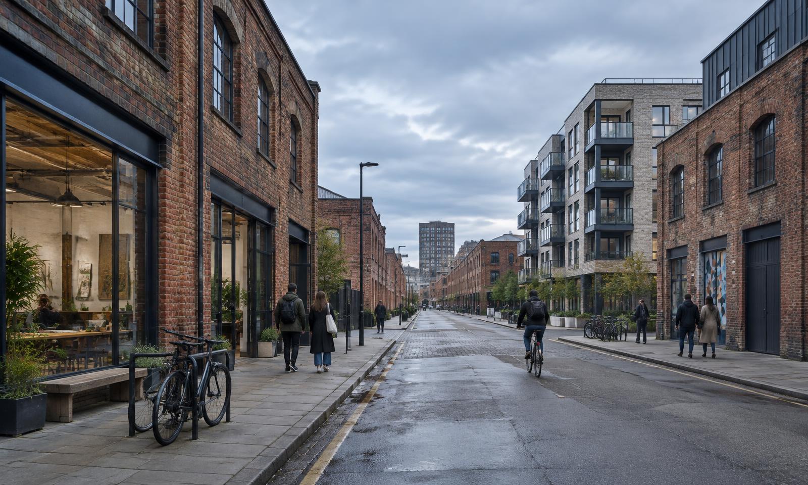 Illustrative street scene inspired by Liverpool’s Baltic Triangle