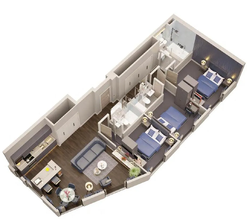 Three-bedroom superior floor plan