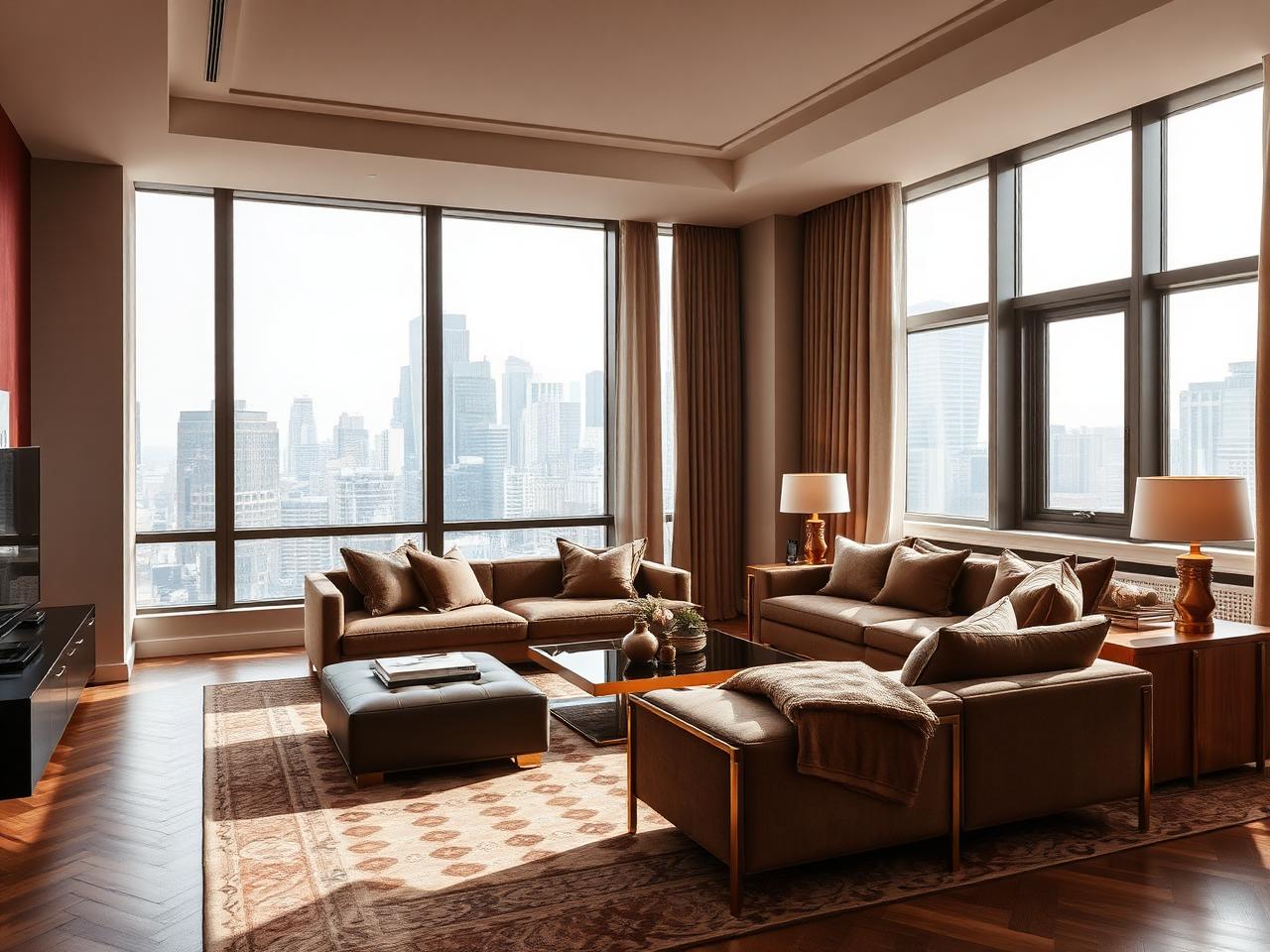 Show apartment living space at Riverbank Wharf