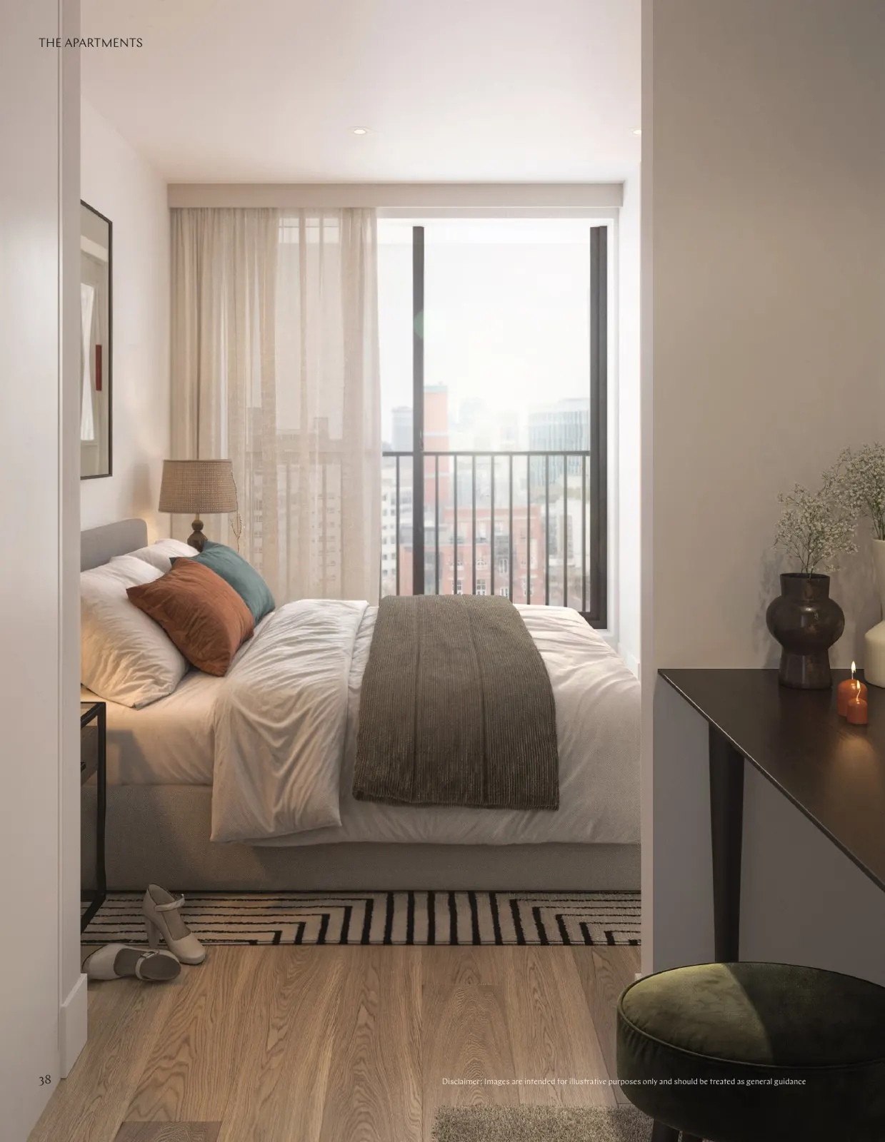 One-bedroom apartment bedroom