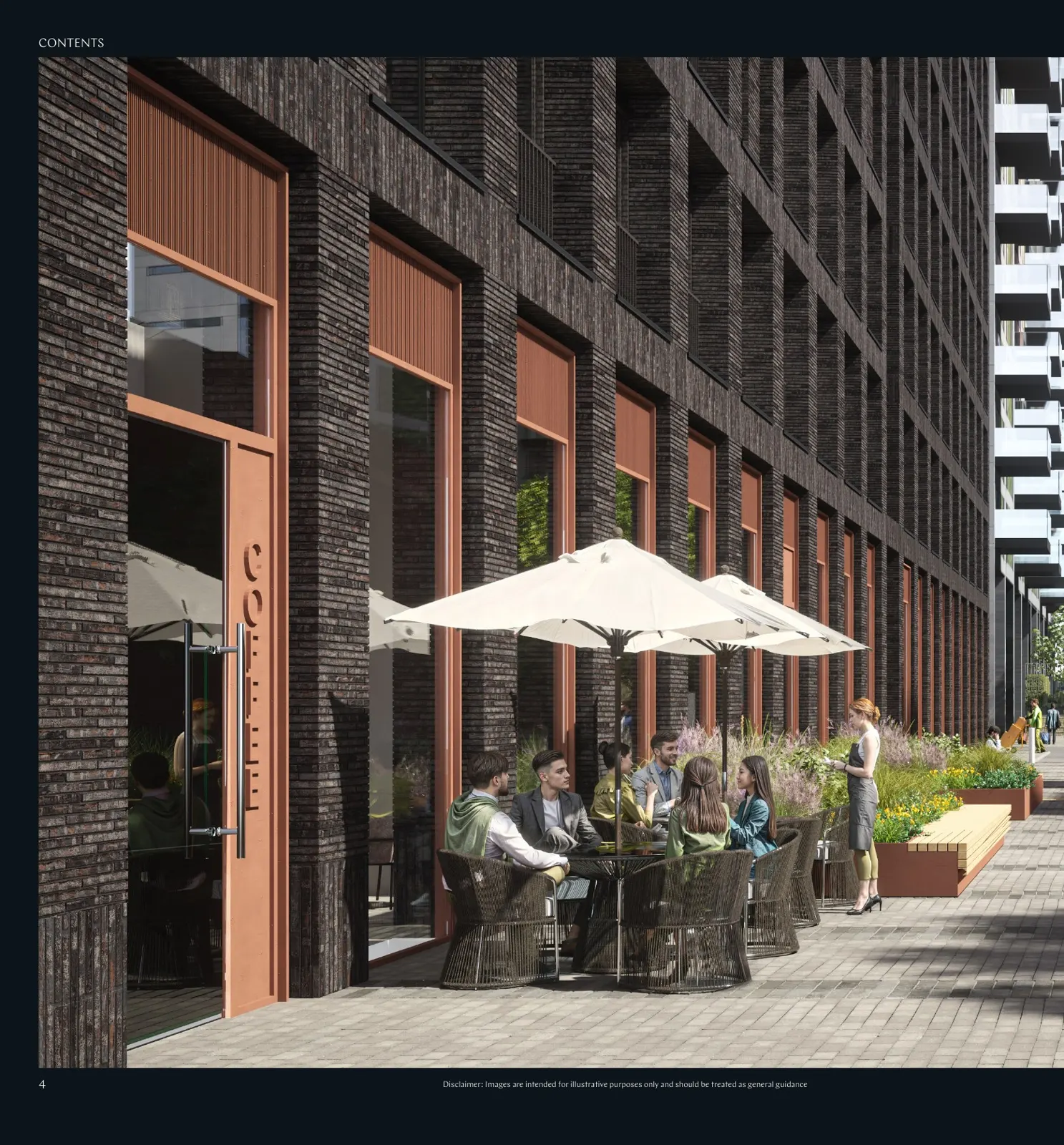 Street-level terrace and colonnade at Obsidian