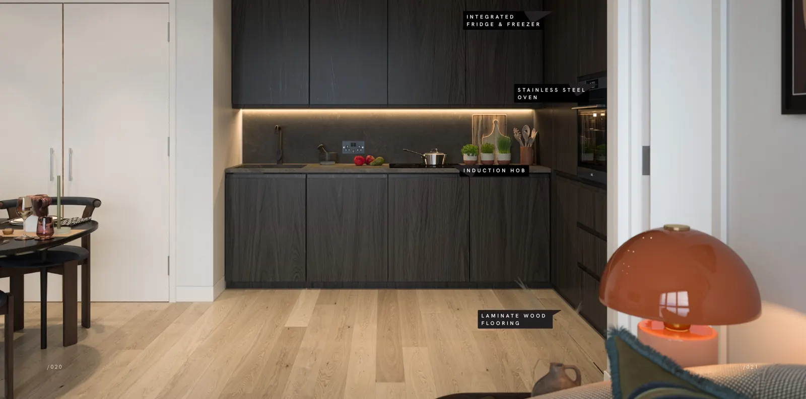 Three-bedroom apartment kitchen