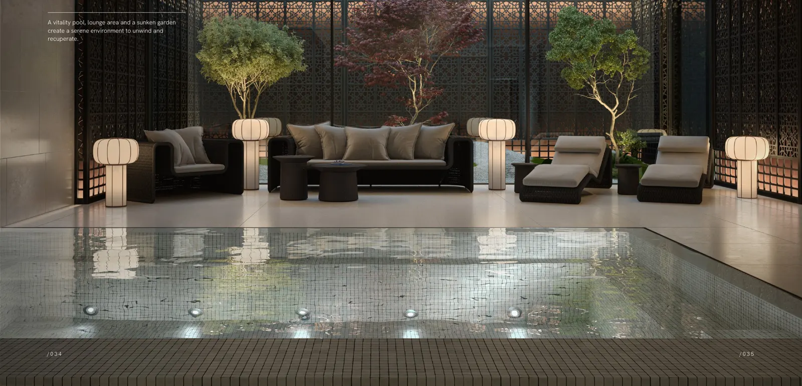 Relaxation suite with vitality pool